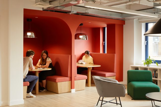 This was a great architectural interiors shoot for @rocktownsend of the @proctrust now college in South London. Trademark bold colours of RT looking great. Internal wall wall particians by @LondonWallGroup