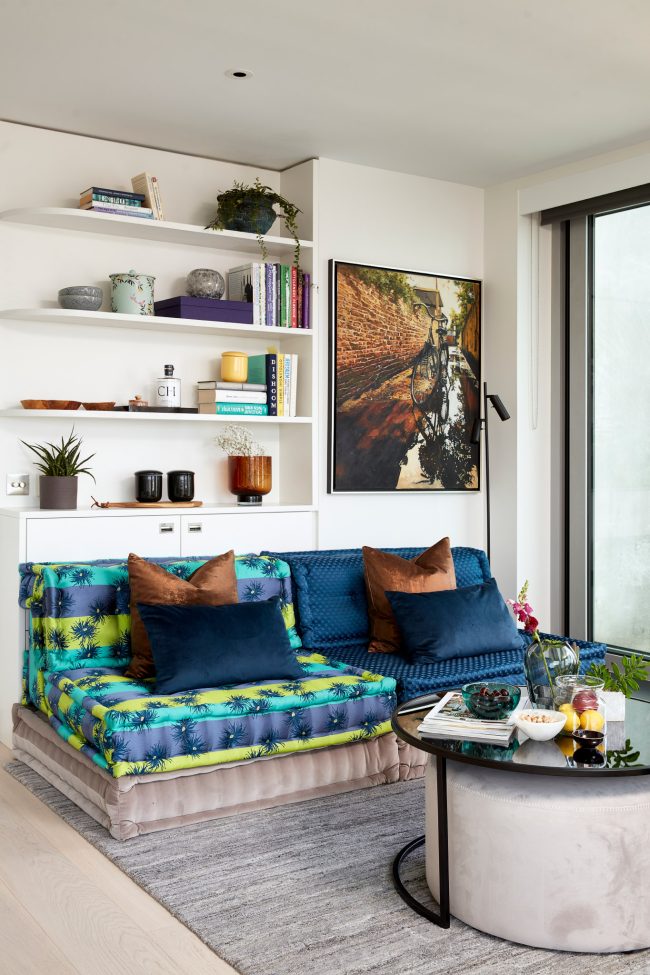 Interior shoot for @claudiainteriors of their project a bold colourful take on a modern apartment in Canary Wharf, London
